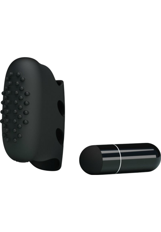 Δονητής δακτύλου από σιλικόνη σε μαύρο χρώμα, μήκους 4,9 εκ. και μέγιστης διαμέτρου 4,1 εκ.