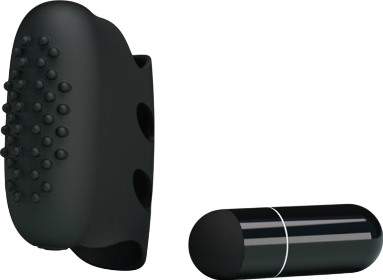 Δονητής δακτύλου από σιλικόνη σε μαύρο χρώμα, μήκους 4,9 εκ. και μέγιστης διαμέτρου 4,1 εκ.