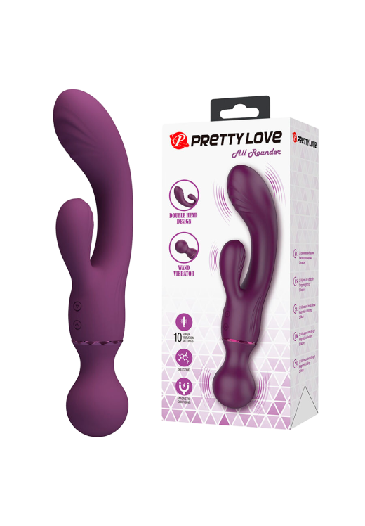 Rabbit δονητής από σιλικόνη σε μοβ χρώμα, μήκους 20 εκ. και μέγιστης διαμέτρου 3,4 εκ.