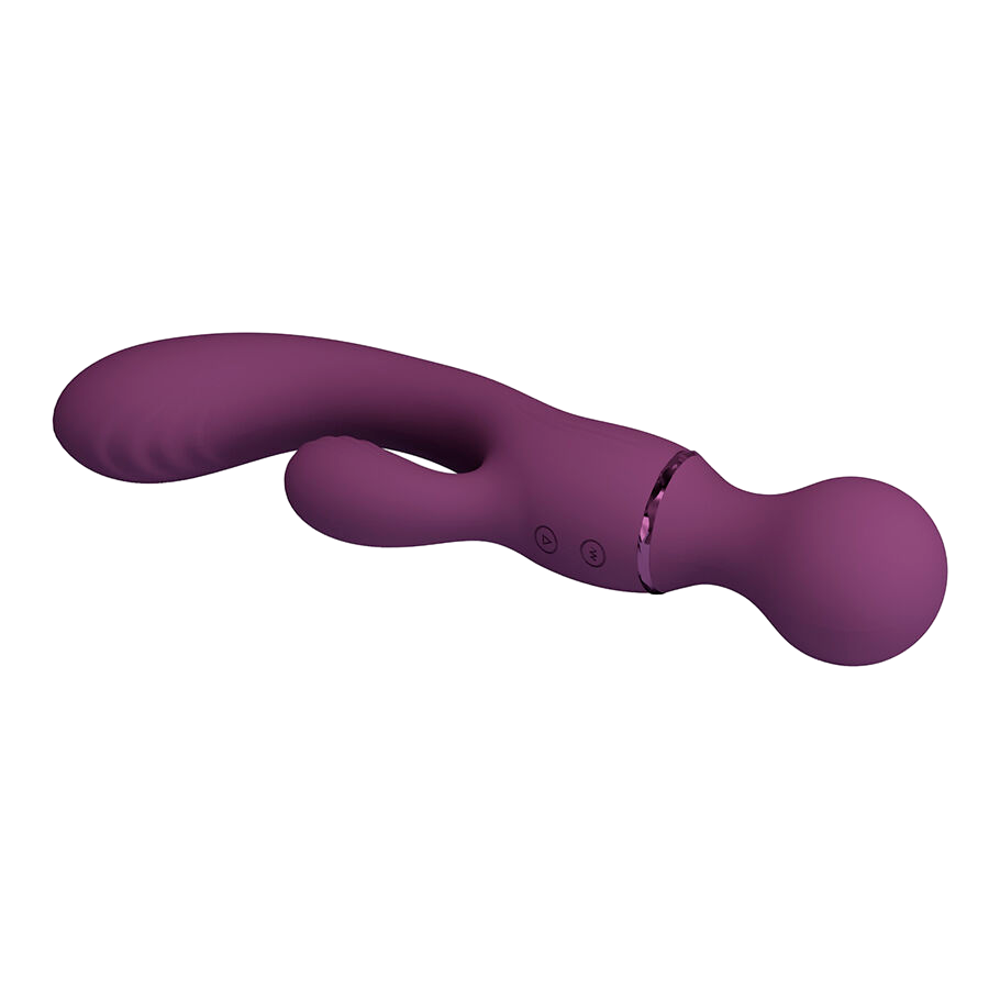 Rabbit δονητής από σιλικόνη σε μοβ χρώμα, μήκους 20 εκ. και μέγιστης διαμέτρου 3,4 εκ.