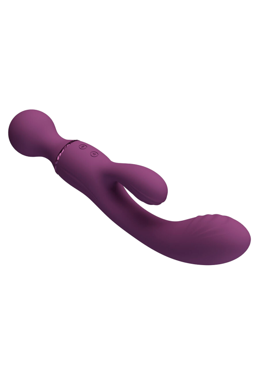 Rabbit δονητής από σιλικόνη σε μοβ χρώμα, μήκους 20 εκ. και μέγιστης διαμέτρου 3,4 εκ.