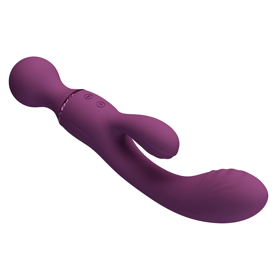 Rabbit δονητής από σιλικόνη σε μοβ χρώμα, μήκους 20 εκ. και μέγιστης διαμέτρου 3,4 εκ.