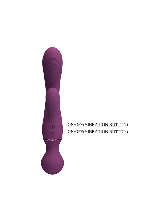 Rabbit δονητής από σιλικόνη σε μοβ χρώμα, μήκους 20 εκ. και μέγιστης διαμέτρου 3,4 εκ.