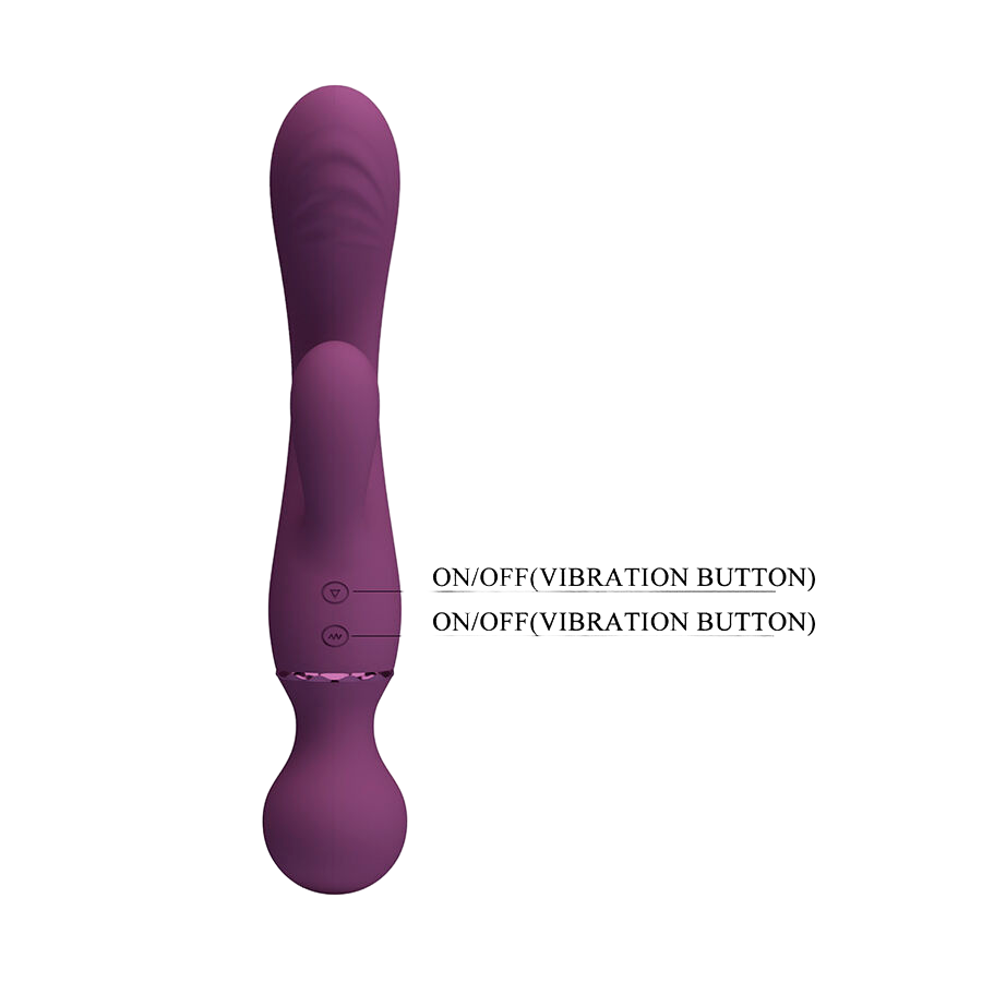 Rabbit δονητής από σιλικόνη σε μοβ χρώμα, μήκους 20 εκ. και μέγιστης διαμέτρου 3,4 εκ.