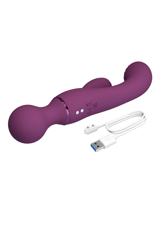 Rabbit δονητής από σιλικόνη σε μοβ χρώμα, μήκους 20 εκ. και μέγιστης διαμέτρου 3,4 εκ.