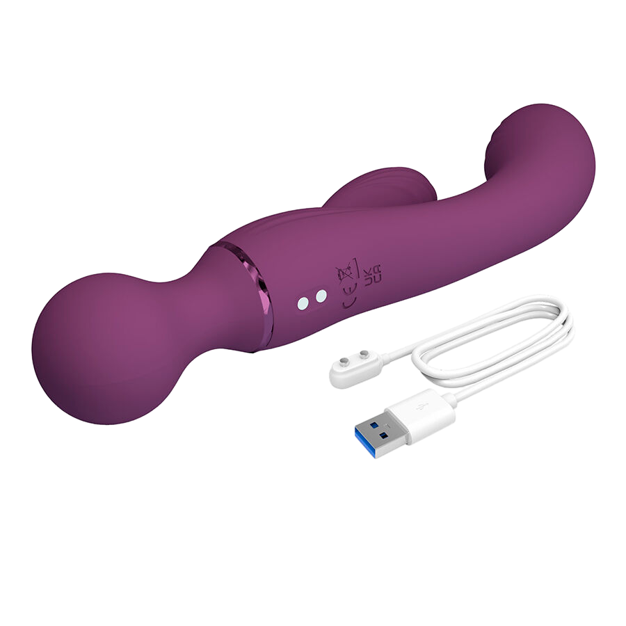 Rabbit δονητής από σιλικόνη σε μοβ χρώμα, μήκους 20 εκ. και μέγιστης διαμέτρου 3,4 εκ.