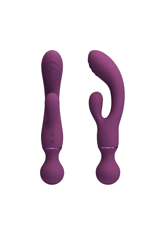 Rabbit δονητής από σιλικόνη σε μοβ χρώμα, μήκους 20 εκ. και μέγιστης διαμέτρου 3,4 εκ.