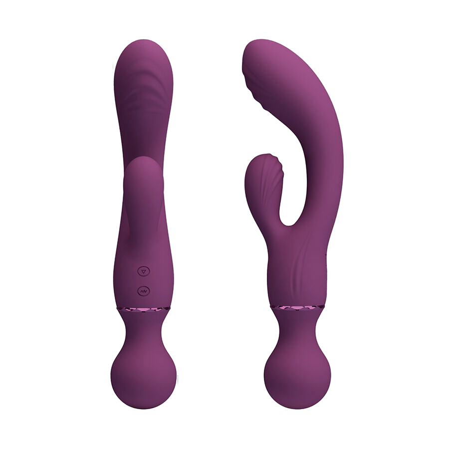 Rabbit δονητής από σιλικόνη σε μοβ χρώμα, μήκους 20 εκ. και μέγιστης διαμέτρου 3,4 εκ.