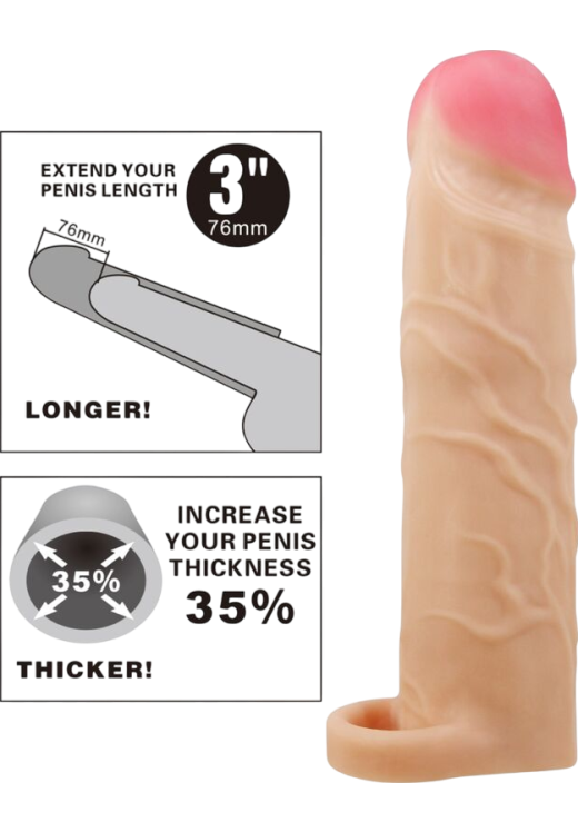 Προέκταση πέους από tpr σε φυσικό χρώμα, μήκους 19,5 εκ. και μέγιστης διαμέτρου 4 εκ.