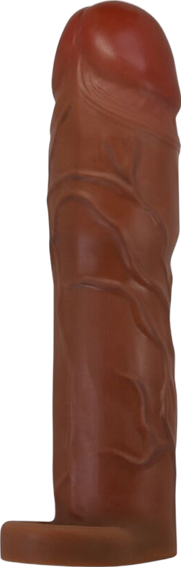 Προέκταση πέους από tpr σε καφέ χρώμα, μήκους 19,5 εκ. και μέγιστης διαμέτρου 4 εκ.