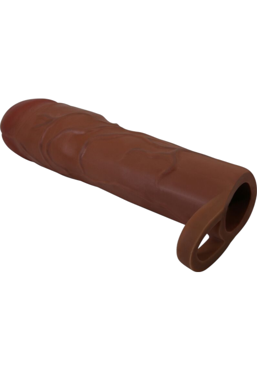 Προέκταση πέους από tpr σε καφέ χρώμα, μήκους 19,5 εκ. και μέγιστης διαμέτρου 4 εκ.