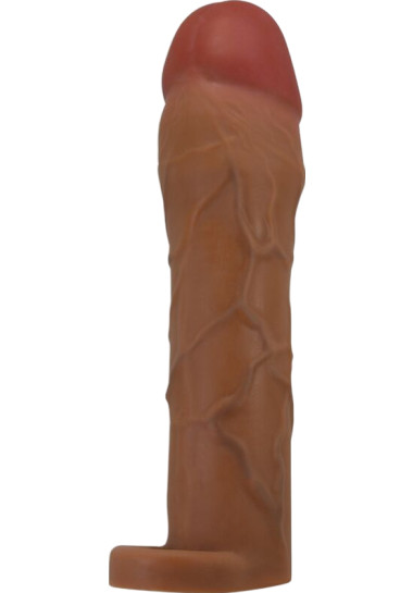 Pretty Love Hani Penis Sleeve With 5 cm Extension Mulatto Προέκταση πέους από tpr σε φυσικό χρώμα, μήκους 18 εκ. και μέγιστης διαμέτρου 3,9 εκ.