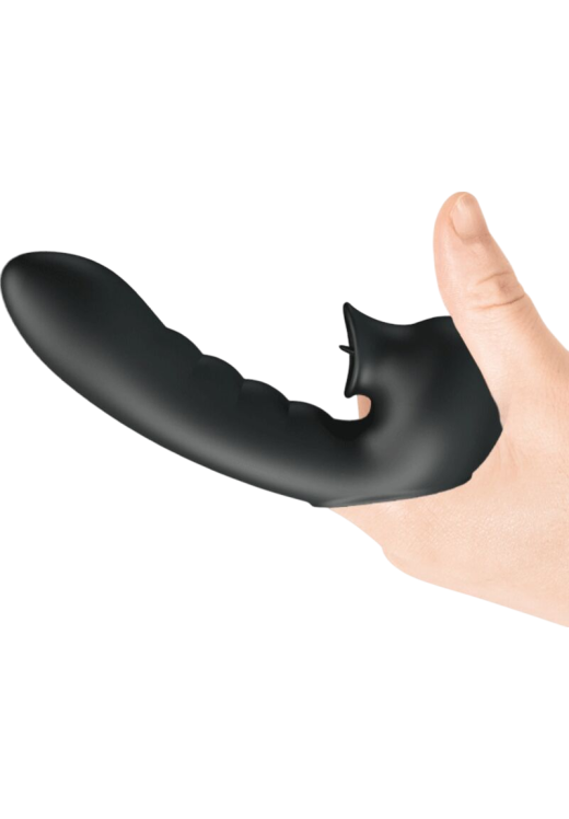 Δονητής δακτύλου από σιλικόνη σε μαύρο χρώμα, μήκους 12,5 εκ. και μέγιστης διαμέτρου 2,7 εκ.