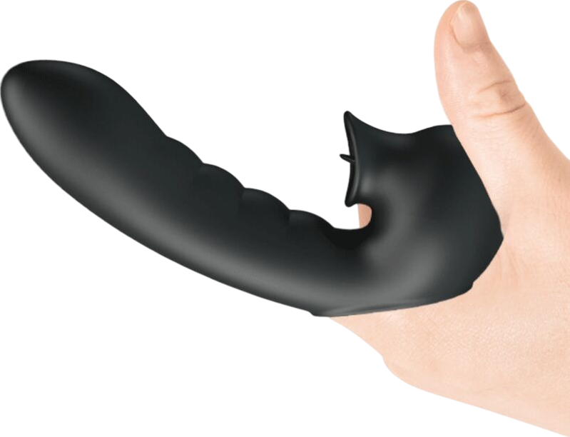 Δονητής δακτύλου από σιλικόνη σε μαύρο χρώμα, μήκους 12,5 εκ. και μέγιστης διαμέτρου 2,7 εκ.