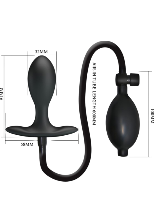 Πρωκτική σφήνα από σιλικόνη σε μαύρο χρώμα, μήκους 9,1 εκ. και μέγιστης διαμέτρου 3,2 εκ.