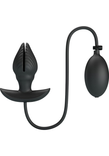 Pretty Love Inflatable & Rechargeable Anal Plug 9,6 cm Δονούμενη σφήνα από σιλικόνη σε μαύρο χρώμα, μήκους 9,6 εκ. και μέγιστης διαμέτρου 4 εκ.
