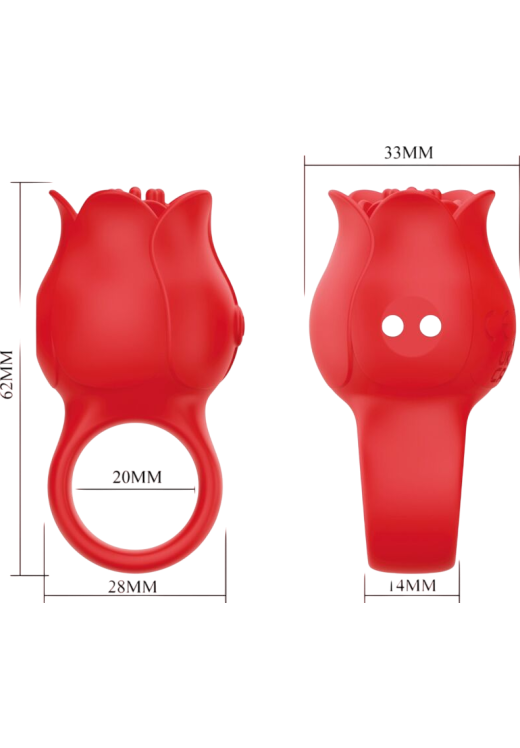 Δονητής δακτύλου από σιλικόνη σε κόκκινο χρώμα