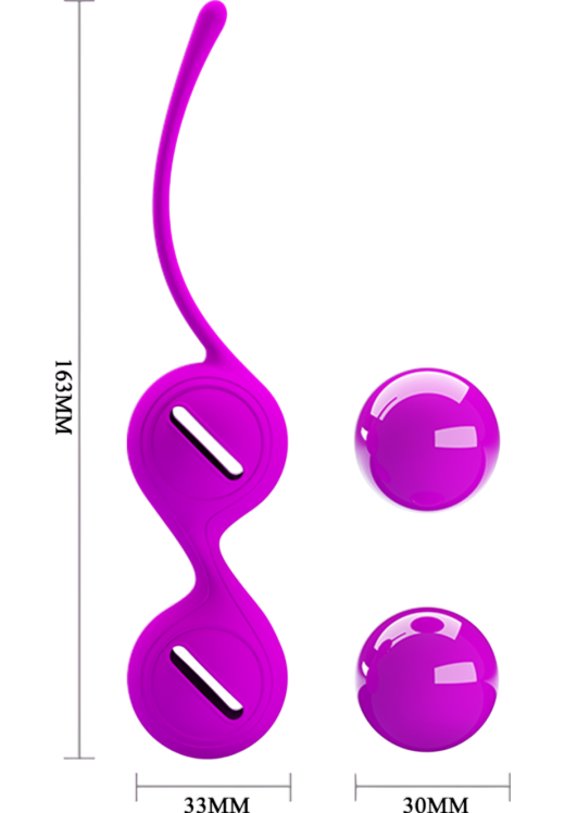 Kegel μπάλες από σιλικόνη σε μοβ χρώμα, μήκους 16,3 εκ. και μέγιστης διαμέτρου 3,3 εκ.