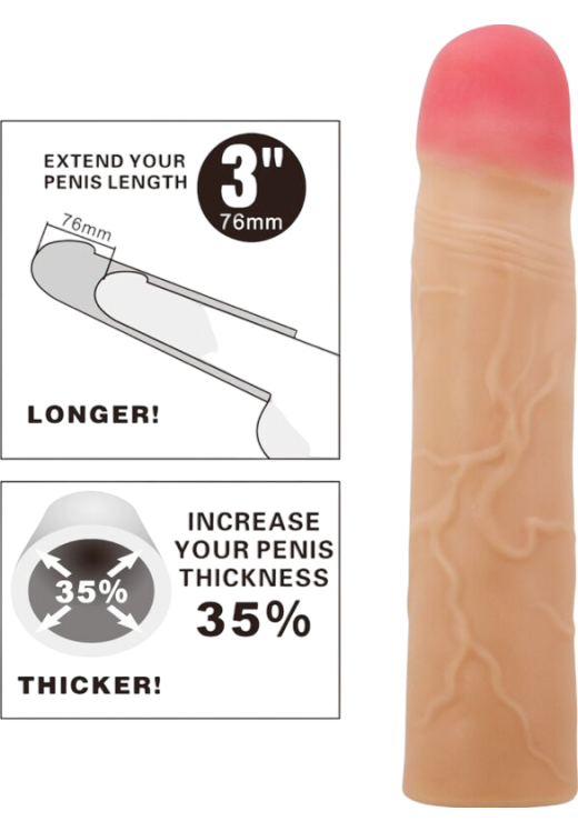 Προέκταση πέους από tpr σε φυσικό χρώμα, μήκους 20,5 εκ. και μέγιστης διαμέτρου 4 εκ.