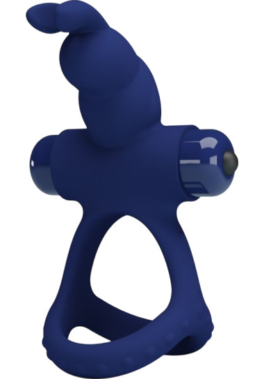 Pretty Love Luchito Double Vibrating Ring Rabbit Δονούμενο δαχτυλίδι από σιλικόνη σε μπλέ χρώμα, μήκους 9,8 εκ. και μέγιστης διαμέτρου 3,2 εκ.