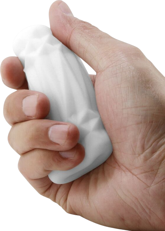 Αυνανιστήρι από tpr σε λευκό χρώμα, μήκους 9 εκ, και μέγιστης διαμέτρου 3,5 εκ.