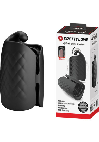 Pretty Love Manual Masturbator For Gland Rechargeable Vibrator 9,5 cm Αυνανιστήρι από σιλικόνη σε μαύρο χρώμα, μήκους 9,5 εκ. και μέγιστης διαμέτρου 5,9 εκ.