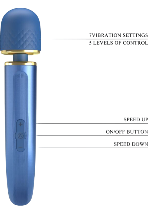 Δονητής μασάζ από σιλικόνη σε μπλέ χρώμα, μήκους 24 εκ. και μέγιστης διαμέτρου 4,8 εκ.