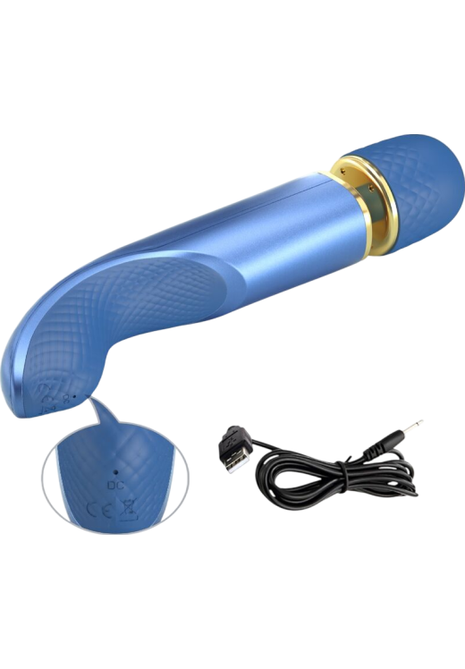 Δονητής μασάζ από σιλικόνη σε μπλέ χρώμα, μήκους 24 εκ. και μέγιστης διαμέτρου 4,8 εκ.