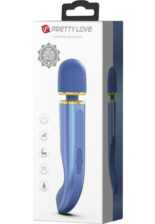 Δονητής μασάζ από σιλικόνη σε μπλέ χρώμα, μήκους 24 εκ. και μέγιστης διαμέτρου 4,8 εκ.