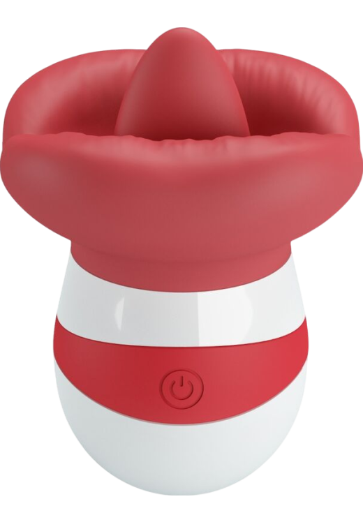 Κλειτοριδικός δονητής από tpr σε κόκκινο χρώμα, μήκους 9,5 εκ. και μέγιστης διαμέτρου 6,8 εκ.