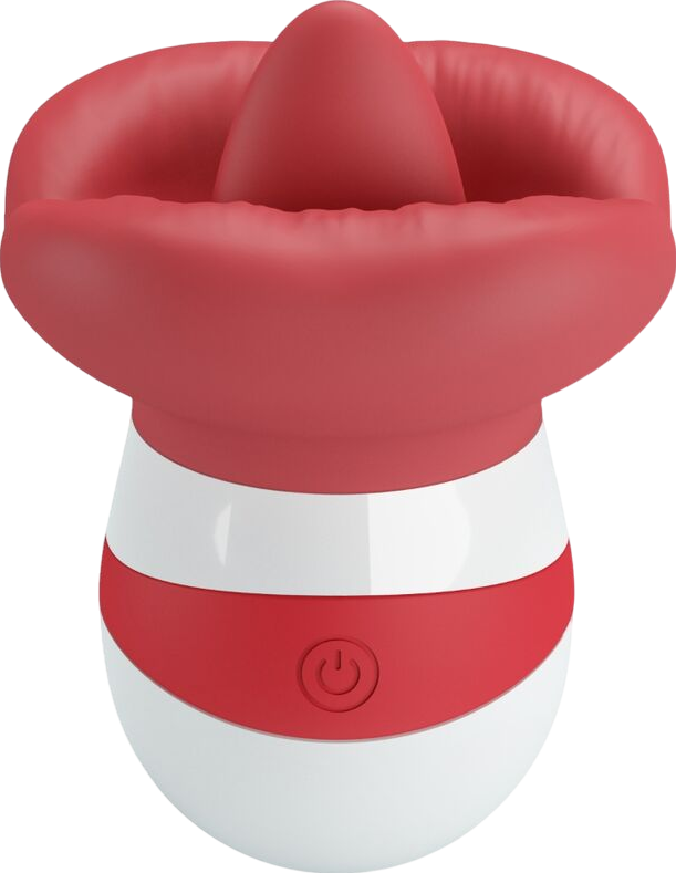 Κλειτοριδικός δονητής από tpr σε κόκκινο χρώμα, μήκους 9,5 εκ. και μέγιστης διαμέτρου 6,8 εκ.