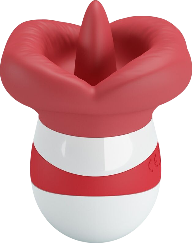 Κλειτοριδικός δονητής από tpr σε κόκκινο χρώμα, μήκους 9,5 εκ. και μέγιστης διαμέτρου 6,8 εκ.