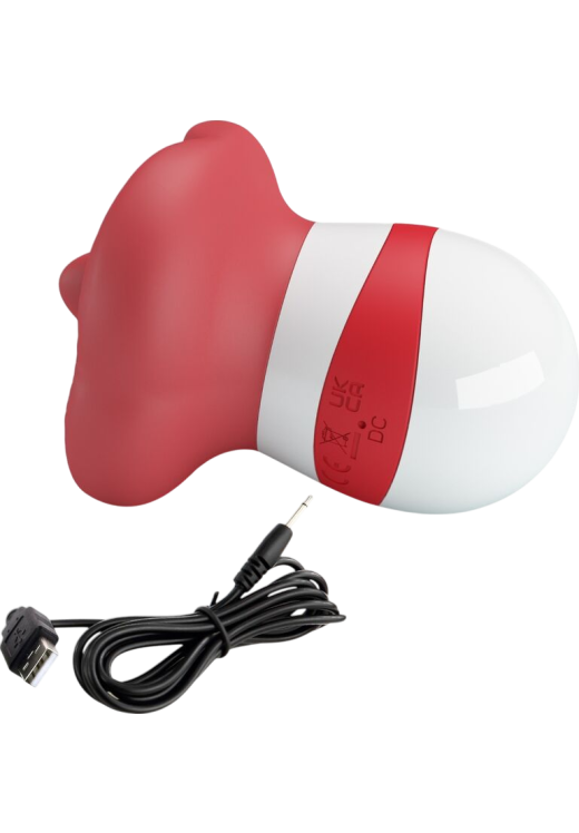 Κλειτοριδικός δονητής από tpr σε κόκκινο χρώμα, μήκους 9,5 εκ. και μέγιστης διαμέτρου 6,8 εκ.