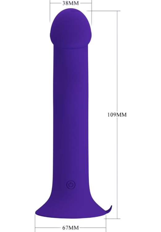 Κλασσικός δονητής από σιλικόνη σε μοβ χρώμα, μήκους 10,9 εκ. και μέγιστης διαμέτρου 6,7 εκ.