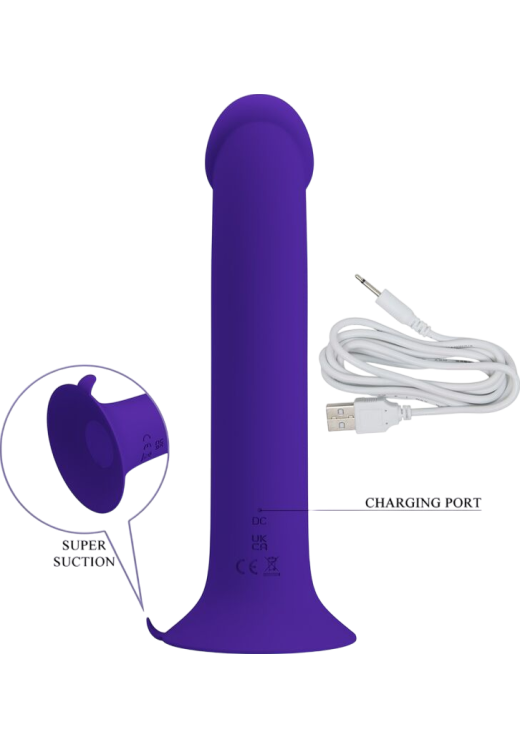 Κλασσικός δονητής από σιλικόνη σε μοβ χρώμα, μήκους 10,9 εκ. και μέγιστης διαμέτρου 6,7 εκ.