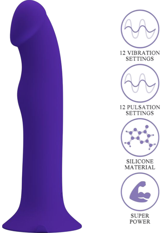 Κλασσικός δονητής από σιλικόνη σε μοβ χρώμα, μήκους 10,9 εκ. και μέγιστης διαμέτρου 6,7 εκ.