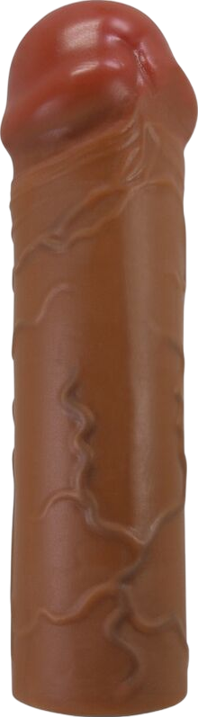 Προέκταση πέους από tpr σε καφέ χρώμα, μήκους 16,5 εκ. και μέγιστης διαμέτρου 3,8 εκ.