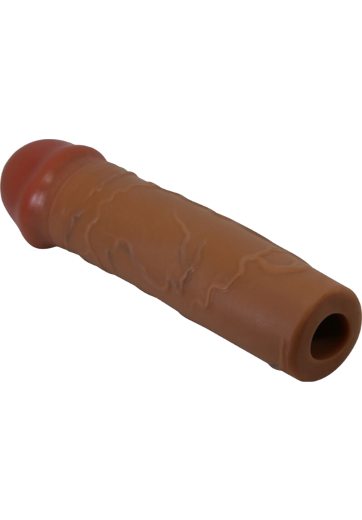 Προέκταση πέους από tpr σε καφέ χρώμα, μήκους 16,5 εκ. και μέγιστης διαμέτρου 3,8 εκ.