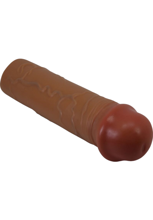 Προέκταση πέους από tpr σε καφέ χρώμα, μήκους 16,5 εκ. και μέγιστης διαμέτρου 3,8 εκ.