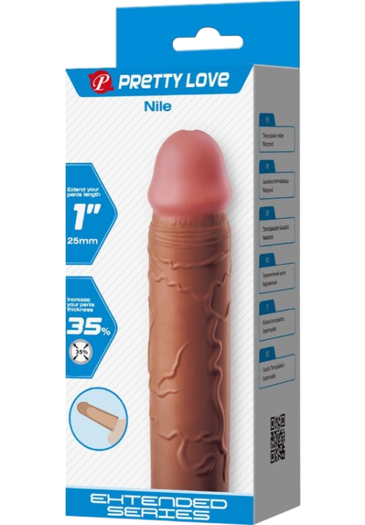 Προέκταση πέους από tpr σε καφέ χρώμα, μήκους 16,5 εκ. και μέγιστης διαμέτρου 3,8 εκ.