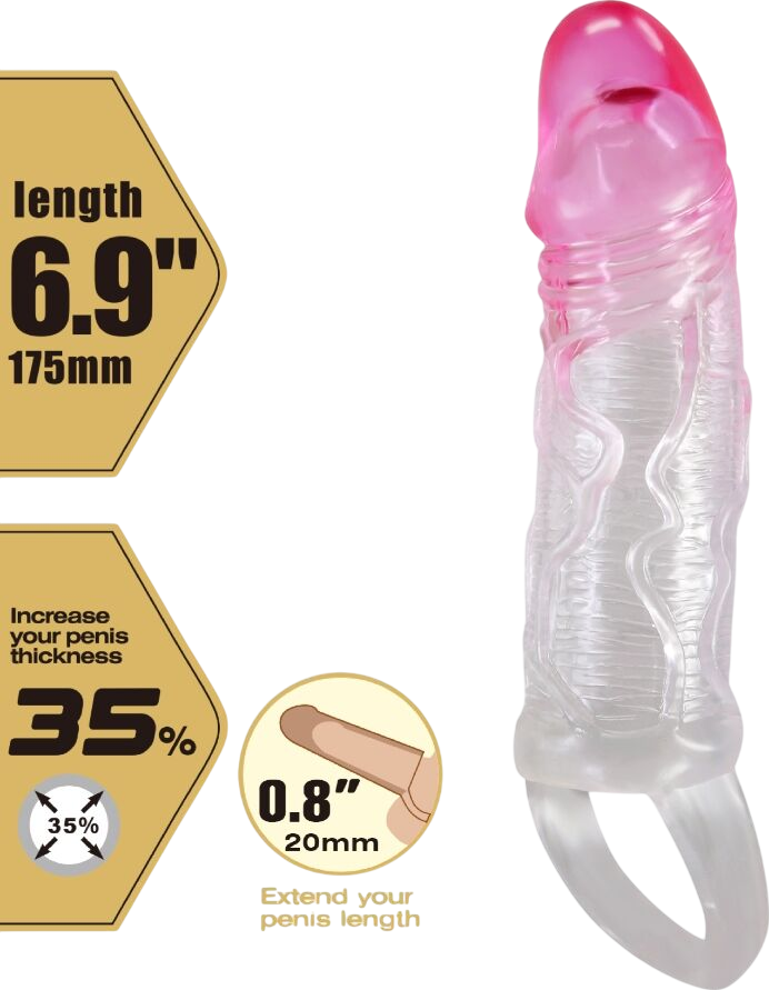 Προέκταση πέους από tpr σε ροζ χρώμα, μήκους 13,5 εκ. και μέγιστης διαμέτρου 3,7 εκ.