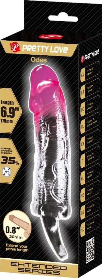 Προέκταση πέους από tpr σε ροζ χρώμα, μήκους 13,5 εκ. και μέγιστης διαμέτρου 3,7 εκ.