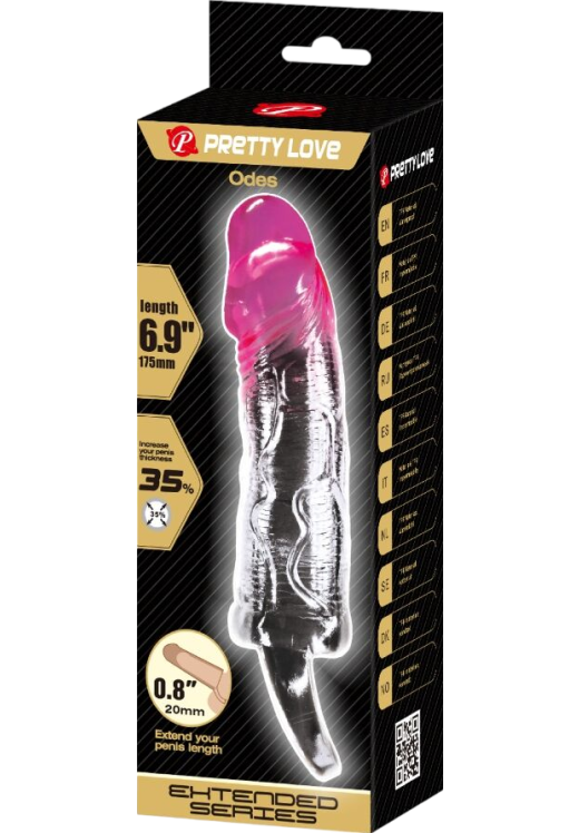 Προέκταση πέους από tpr σε ροζ χρώμα, μήκους 13,5 εκ. και μέγιστης διαμέτρου 3,7 εκ.