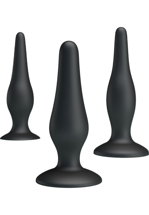 Σετ πρωκτικές σφήνες από σιλικόνη σε μαύρο χρώμα