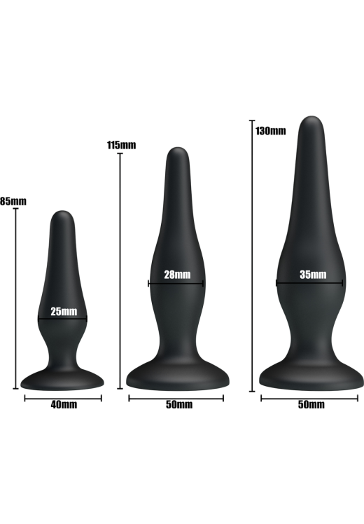 Σετ πρωκτικές σφήνες από σιλικόνη σε μαύρο χρώμα