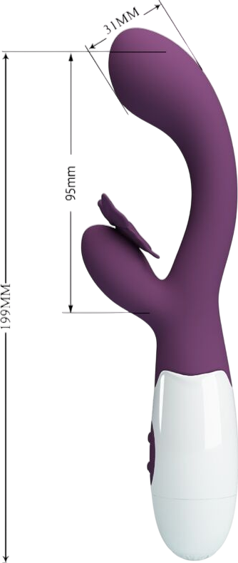 Rabbit δονητής από σιλικόνη σε μοβ χρώμα, μήκους 19,9 εκ. και μέγιστης διαμέτρου 3,1 εκ