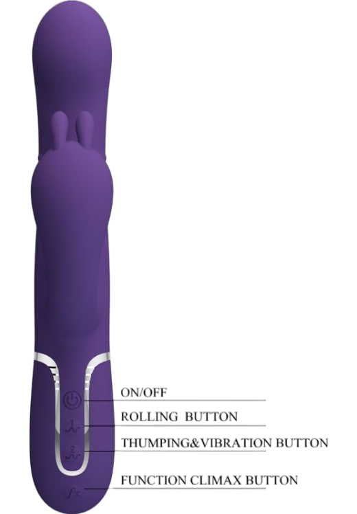 Rabbit δονητής από σιλικόνη σε μοβ χρώμα, μήκους 22,2 εκ. και μέγιστης διαμέτρου 3,4 εκ.