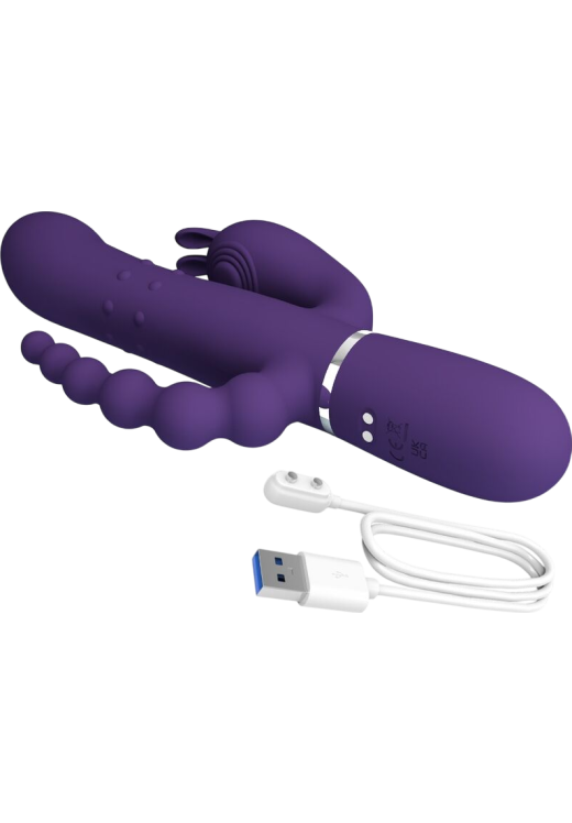 Rabbit δονητής από σιλικόνη σε μοβ χρώμα, μήκους 22,2 εκ. και μέγιστης διαμέτρου 3,4 εκ.