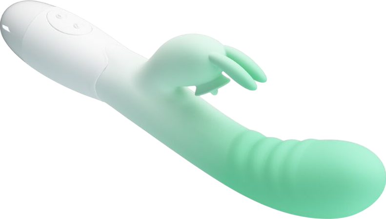 Rabbit δονητής από σιλικόνη σε πράσινο χρώμα, μήκους 20,6 εκ. και μέγιστης διαμέτρου 3,2 εκ.