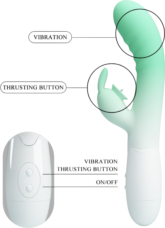 Rabbit δονητής από σιλικόνη σε πράσινο χρώμα, μήκους 20,6 εκ. και μέγιστης διαμέτρου 3,2 εκ.